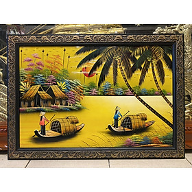 Mua Tranh sơn mài Đồng Quê sông nước -7326