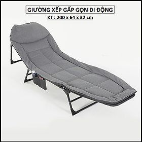 Mua  GIẢM SỐC  Giường Gấp Văn Phòng Kèm Nệm. Giường Xếp Gấp Gọn Di Động Với 5 Chế Độ Ngả Lưng. KT 200 x 64 x 32 cm