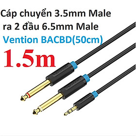 [ 3.5mm ra 2*6.5mm ] Cáp chuyển âm thanhh 3.5 Male ra 2 đầu 6.5 Male Vention BACBD - Hàng chính hãng