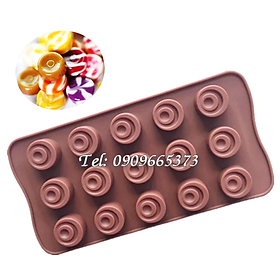 Khuôn làm bánh, rau câu, kẹo dẻo, socola silicon vĩ 15 hình xoáy - Mã số 1607