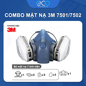 Mua Combo (7 món) mặt nạ phòng độc 3M 7501  7502 kết hợp phin lọc 3M 6001  tấm lọc bụi 5N11 cùng nắp giữ 501 chính hãng  phun thuốc  phun sơn  lọc bụi mịn  vi rút
