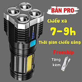 Hình ảnh Đèn Pin Cầm Tay Siêu Sáng Chiếu Xa 4 Chế Độ Sáng, Chống Thấm Nước, Đèn Pin Mini Có 4 COB LED Tiện Dụng- HÀNG CHÍNH HÃNG