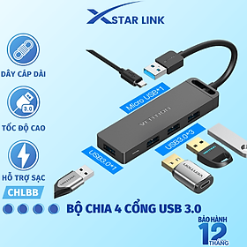 Mua Bộ chia 4 cổng Usb 3.0 - Hub Usb 4 Port USB 3.0 có nguồn hỗ trợ 15cm 50/100cm Vention CHLBB - Hàng chính hãng