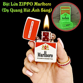 Hột Quẹt Bật Lửa MARLBORO phát sáng dạ quang kèm hộp và xăng - xài xăng