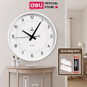 Đồng hồ treo tường kim trôi không ồn minimalist phong cách tối giản trang trí phòng khách Bảo hành 12 tháng Deli - Màu đen - 12 inches