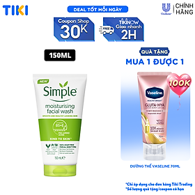 Sữa rửa mặt Simple giúp cấp ẩm, da trông khỏe và mịn màng - cho da khô nhạy cảm 150ml [CHÍNH HÃNG ĐỘC QUYỀN] [MỚI]