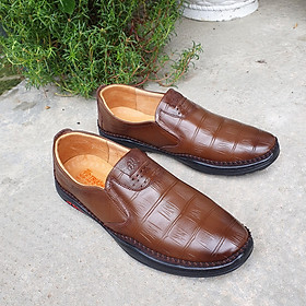 Giày lười nam da bò Trường Hải 2 màu đen,nâu thời trang nam cao cấp GT336Đ