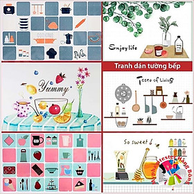 Giấy dán tường trang trí bếp, miếng dán bếp chống bắn dầu mỡ, chịu nhiệt cao