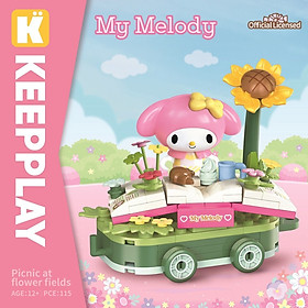 Đồ chơi - KEEPPLAY - k20831 Bộ đồ chơi xếp hình mô hình My Melody đi picnic ở vưởn hoa (KT 10.5x8x7.5cm)