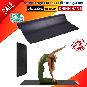 Thảm Tập Yoga Định Tuyến Da PU Cao Cấp Amalife + Túi Đựng Thảm Tập Yoga Định Tuyến + Dây Buộc Thảm Tập Yoga Định Tuyến