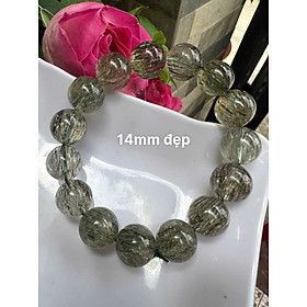 ️ Vòng Tay Chuỗi Nam Vip Size Hạt 14mm Đá Thạch Anh Tóc Xanh Tự Nhiên Trong Bóng Mượt Hợp Các Anh Nam mệnh Mộc Hỏa Thủy đeo đẹp may mắn tốt cho sức khỏe công việc hanh thông ạ