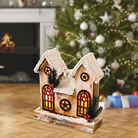 Snow House Tabletop Decoration Light up Building Miniature for Party Xmas Holiday