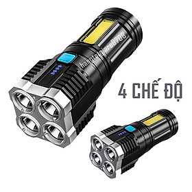 Mua Đèn Pin Cầm Tay 4 Bóng LED Siêu Sáng P2 PRO  4 Chế Độ Sáng Tiện Dụng Kèm Cáp Sạc USB