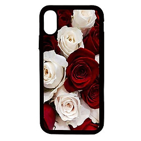 Ốp lưng cho điện thoại Iphone Xs Hoa hồng đỏ trắng - Hàng chính hãng