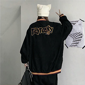 Áo khoác nhung nam nữ bomber unisex gió jacket cúc bấm form rộng local brand ulzzang phong cách hàn quốc đep FLYTOSKY