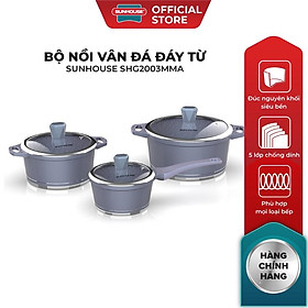 Mua Bộ Nồi Vân Đá Đáy Từ SUNHOUSE Size 16-20-24cm SHG2003MMA