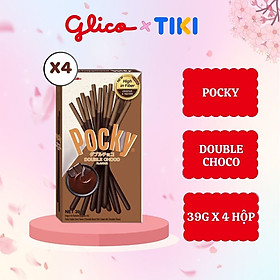 Bánh que socola GLICO Pocky Double Choco phủ kem socola (Combo 4 hộp)