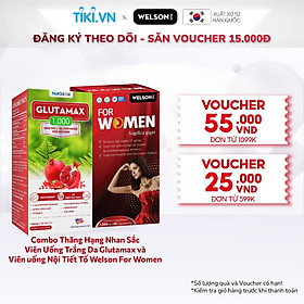 Combo Thăng Hạng Nhan Sắc Viên Uống Trắng Da Glutamax và Viên uống Nội Tiết Tố Nữ Welson For Women 2 x 60 Viên