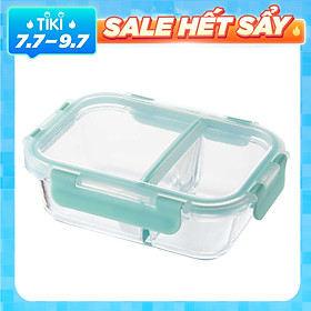 Hộp Thủy Tinh Chia Ngăn Lock&Lock 600ml, 860ml, 1040ml - Hàng Chính Hãng, Thân Bằng Thủy Tinh Chịu Nhiệt, Sử Dụng An Toàn Trong Lò Vi Sóng, Màu Mint