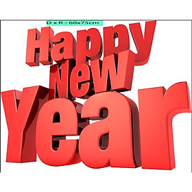 Decal chữ Happy new year - có sẵn keo - decal dán cửa kính PK630