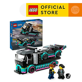 LEGO CITY 60406 Đồ chơi lắp ráp Xe tải vận chuyển xe đua (328 chi tiết)