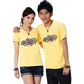 Bộ Áo Thun Đôi Nam Nữ Tình Yêu Đích Thực Màu Vàng - L