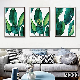 Bộ tranh treo tường phong thủy trang trí nội thất hình lá cây nhiệt đới đẹp và giá rẻ nhất
