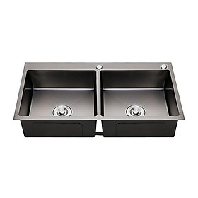 Mua Chậu rửa chén INOX đúc 304 phủ NANO đen 2 hố cân KT 82x45cm