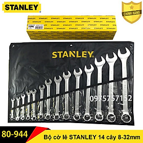 Bộ cờ lê cao cấp STANLEY 14 chi tiết 8-32mm (Vòng miệng - Đầu tròng) - Chính hãng STANLEY 80-944