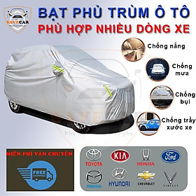 Bạt phủ trùm xe ô tô vải dù Oxford tráng bạc 3 lớp cao cấp chống xước, chống nắng, chống cháy cho ô tô, dày dặn bóng mịn