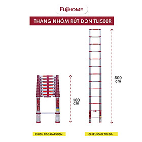 Mua Thang nhôm FUJIHOME TLI500R rút gọn đơn cao 5m  Đế cao su chống trượt   Nhập khẩu chính hãng