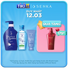 Bộ sản phẩm Senka làm sạch toàn diện (Sữa Tắm Senka Hương Linh Lan & Hoa Nhài 500ml + SRM Senka Perfect Whip 120g + Nước Tẩy Trang Senka Water Fresh 230 ml)