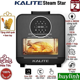 Nồi chiên hơi nước KALITE STEAM STAR dung tích 15L, chức năng chiên hấp 2in1, phụ kiện chống dính, cửa kính cường lực, hàng chính hãng