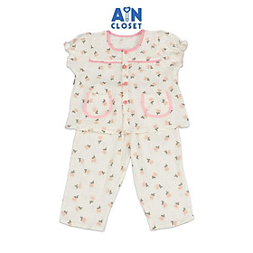 Bộ quần áo Dài tay ngắn bé gái họa tiết Tulip Nhí Hồng Xô muslin - AICDBGUGIY05 - AIN Closet