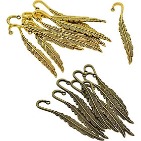 20Pcs Feather Bookmark Hooks Beading Book Marks Findings Bronze+Golden