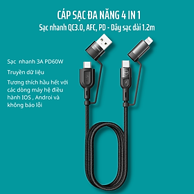 Mua Cáp Sạc Đa Năng 4 Trong 1 Mcdodo CA-8070 USB A To USB C / Lighting Type C to C / Lighting Truyền Dữ Liệu Sạc Nhanh QC AFC PD 60W 3A dài 1.2m – Hàng Chính Hãng