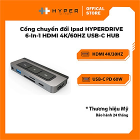 CỔNG CHUYỂN CHO IPAD ĐA PHƯƠNG DIỆN HYPERDRIVE MEDIA 6-IN-1 HDMI 4K/60HZ USB-C HUB HD449 - HÀNG CHÍNH HÃNG
