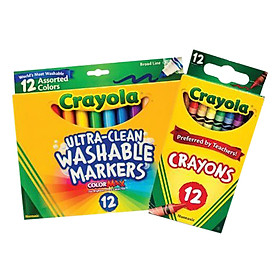 Combo 12 Bút Sáp Màu + 12 Bút Lông Màu Crayola CB19C12M12