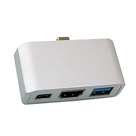 Type-C Hub Adapter, USB-C to HDMI/Type-C/USB Charging Port Converter-Silver