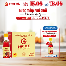 Nước mắm Phú Quốc Chỉ Dẫn Địa Lý Phú Hà 43 độ đạm - Hộp 6 chai 180ml