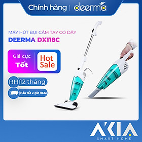 Hình ảnh Máy hút bụi cầm tay mini Deerma DX118C dung tích bình chứa bụi 1.2L - Hàng chính hãng