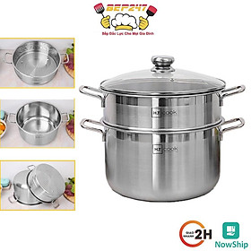 Mua Bộ Nồi Xửng Hấp 2 Tầng 28cm Cao Cấp   Chất Liệu INOX 430  Dày Dặn   An Toàn