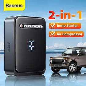Bơm Lốp Đa Năng Kiêm Kích Bình Ô Tô Baseus Super Energy 2-in-1 Jump Starter Sạc Pin Cầm Tay 8000mAh - Hàng chính hãng