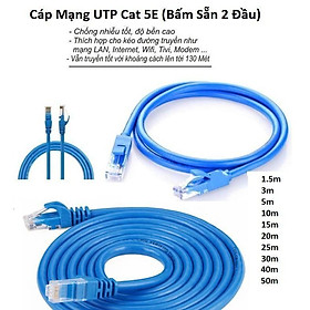 Mua Cáp Mạng UTP Cat 5E Dây Xanh ( Bấm Sẵn 2 Đầu ) 20m-50m