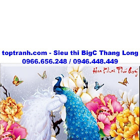 Mua Tranh thêu chữ thập con công và hoa mẫu đơn hoa khai phú quý 223062 chưa thêu