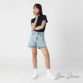 Quần short jean nữ lưng cao regular fit Aaa Jeans Silver Blue