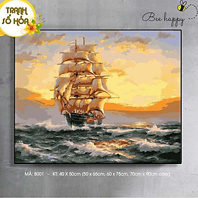 Mua Tranh Sơn Dầu Số Hóa Thuyền Buồm BEE HAPPY Tranh Tự Tô Màu Mã B001
