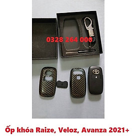 Ốp chìa khóa, bọc khóa Carbon xe Toyota Raize, Toyota Veloz, Avanza 2021 2022 2023 kèm móc treo sang trọng
