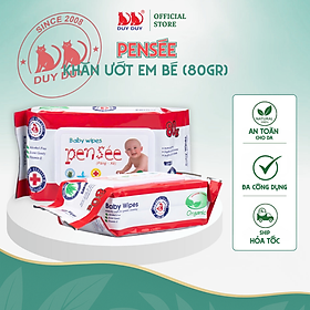 Combo 10 gói Khăn ướt cho bé Baby Pensee vải không dệt rayon cao cấp 55 miếng (13.5x20cm) không paraben