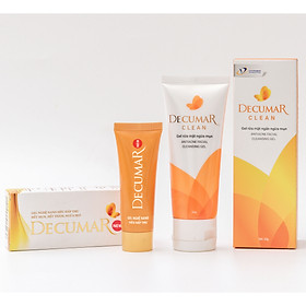 Bộ hỗ trợ điều trị mụn Decumar (gồm 01 Gel hỗ trợ điều trị mụn Decumar New 20g, 01 Gel rửa mặt ngừa mụn Decumar Clean 100g)